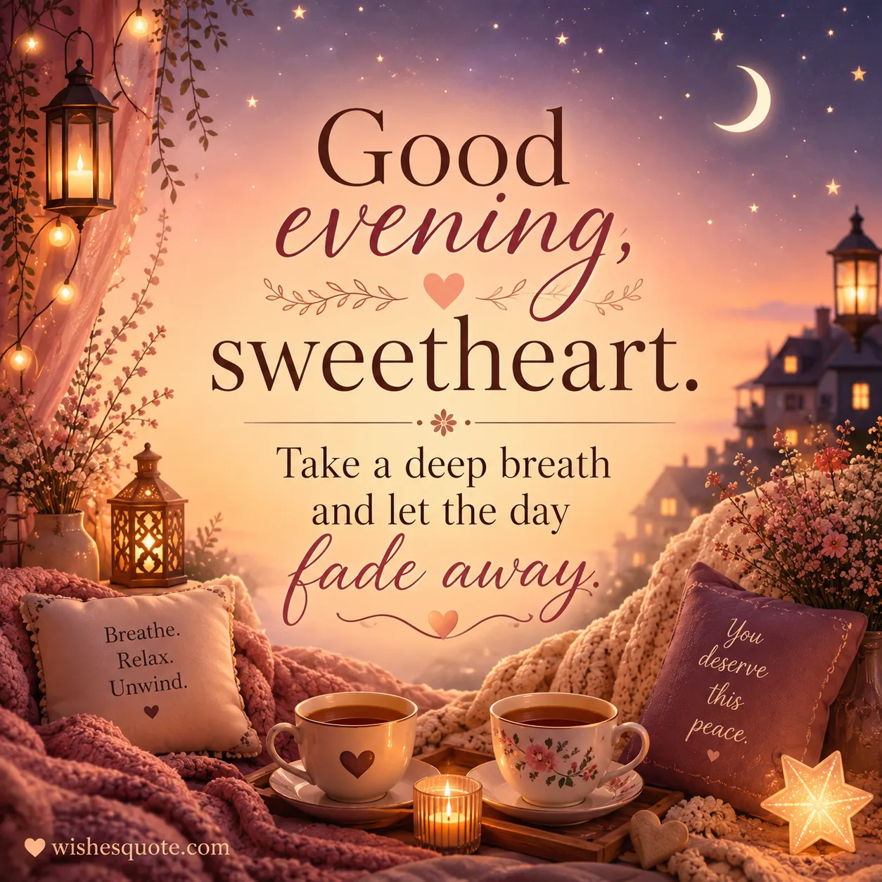 Cozy comforting good evening message for wife